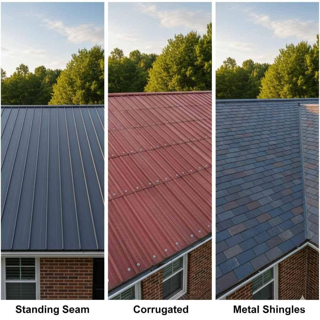 Three main metal roofing styles: Standing seam vs Corrugated vs Metal Shingles.